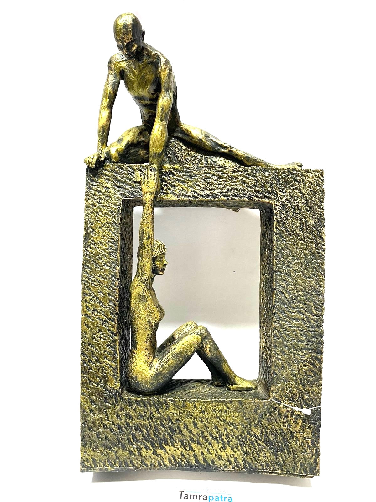 Woman In Between Designer Block Man Giving Hand Modern Showpiece By Tamrapatra