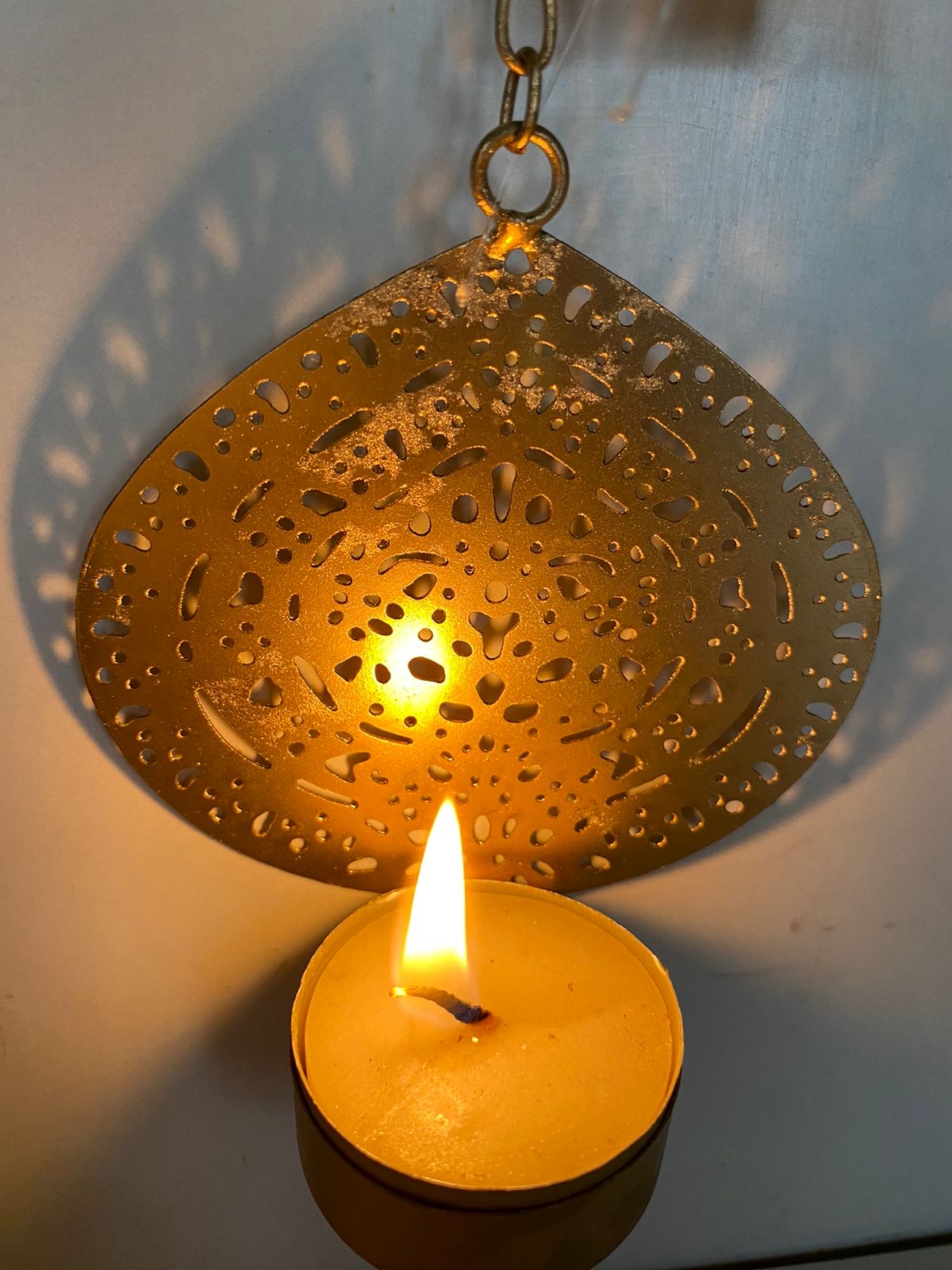 Floral Lotus Metal Hanging With Chain Shiny Gold For All Occasions By Tamrapatra