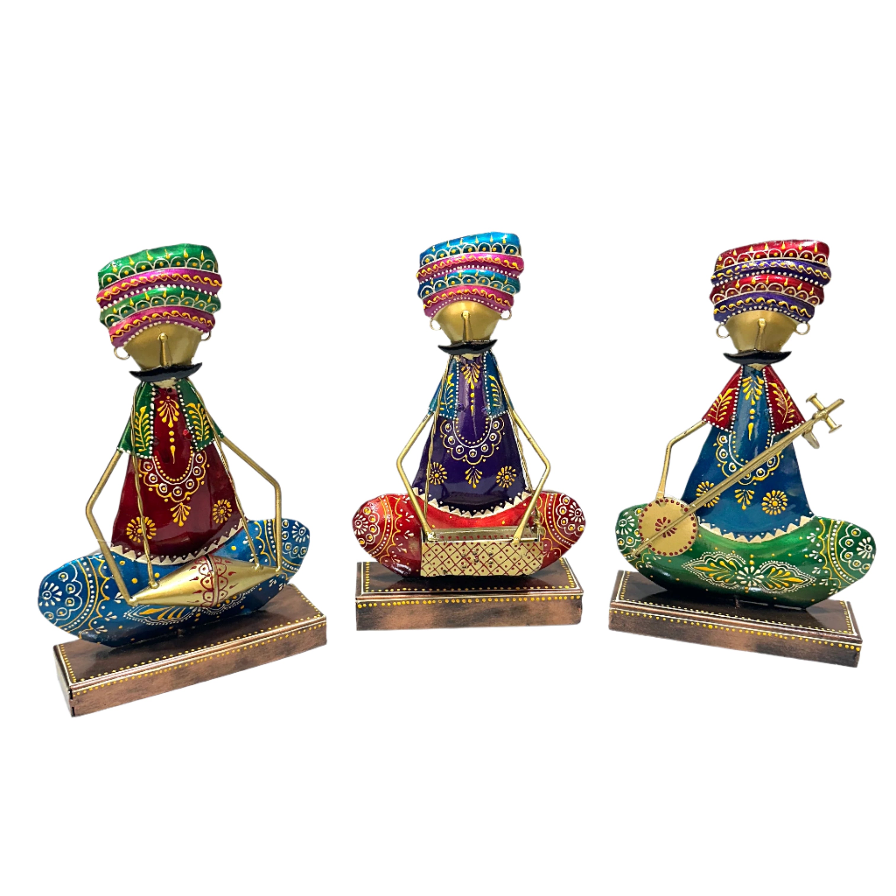 Metal Showpiece Moustache Man Playing Musical Instrument From Tamrapatra - Tamrapatra