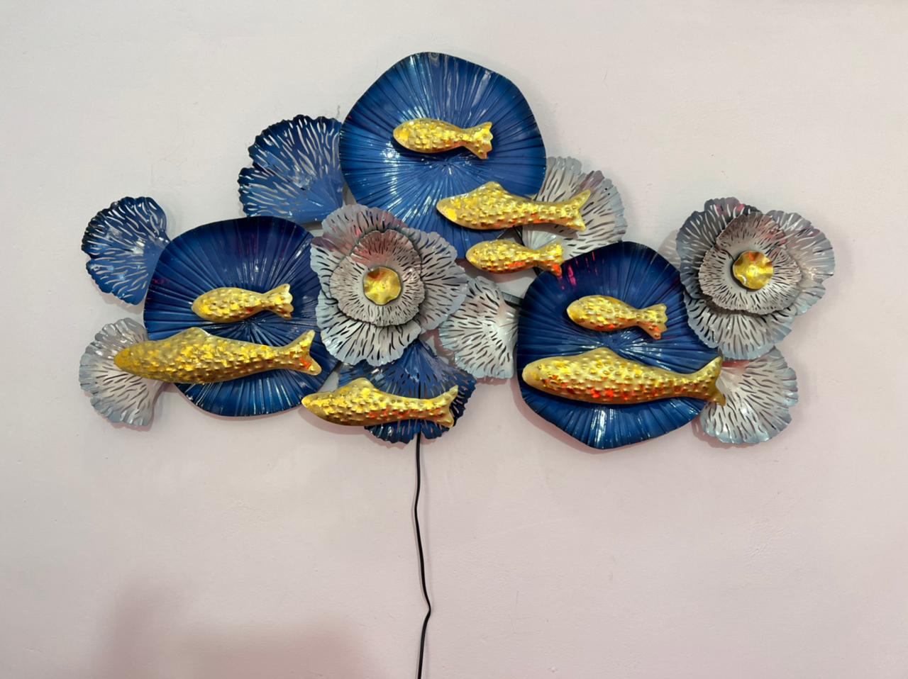 Unique Multicolor Fish Metal Wall Décor Vastu Series Interior Home By Tamrapatra