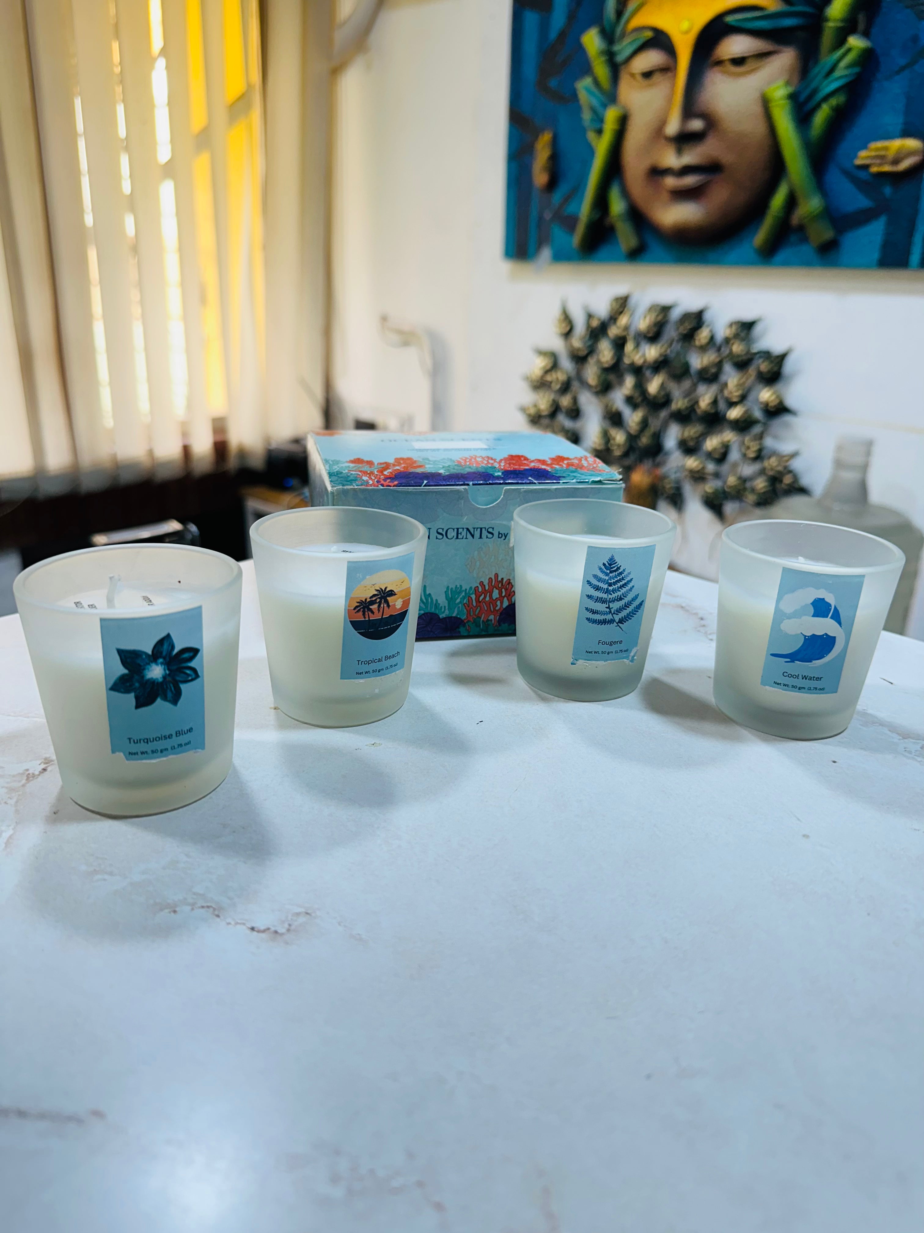 Aroma Candles In Glass Various Essence Set Of 4 Gifting’s From Tamrapatra