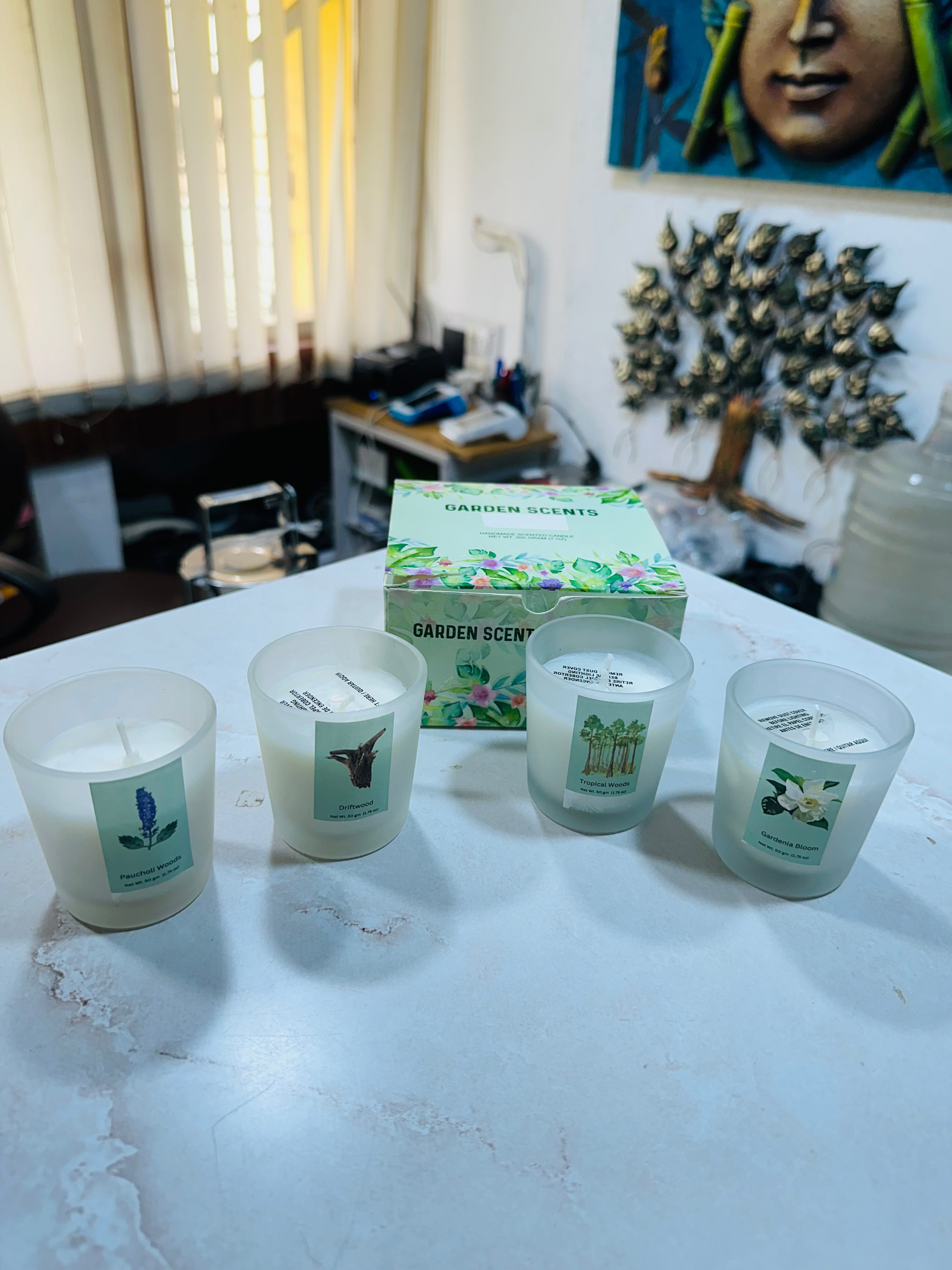 Aroma Candles In Glass Various Essence Set Of 4 Gifting’s From Tamrapatra