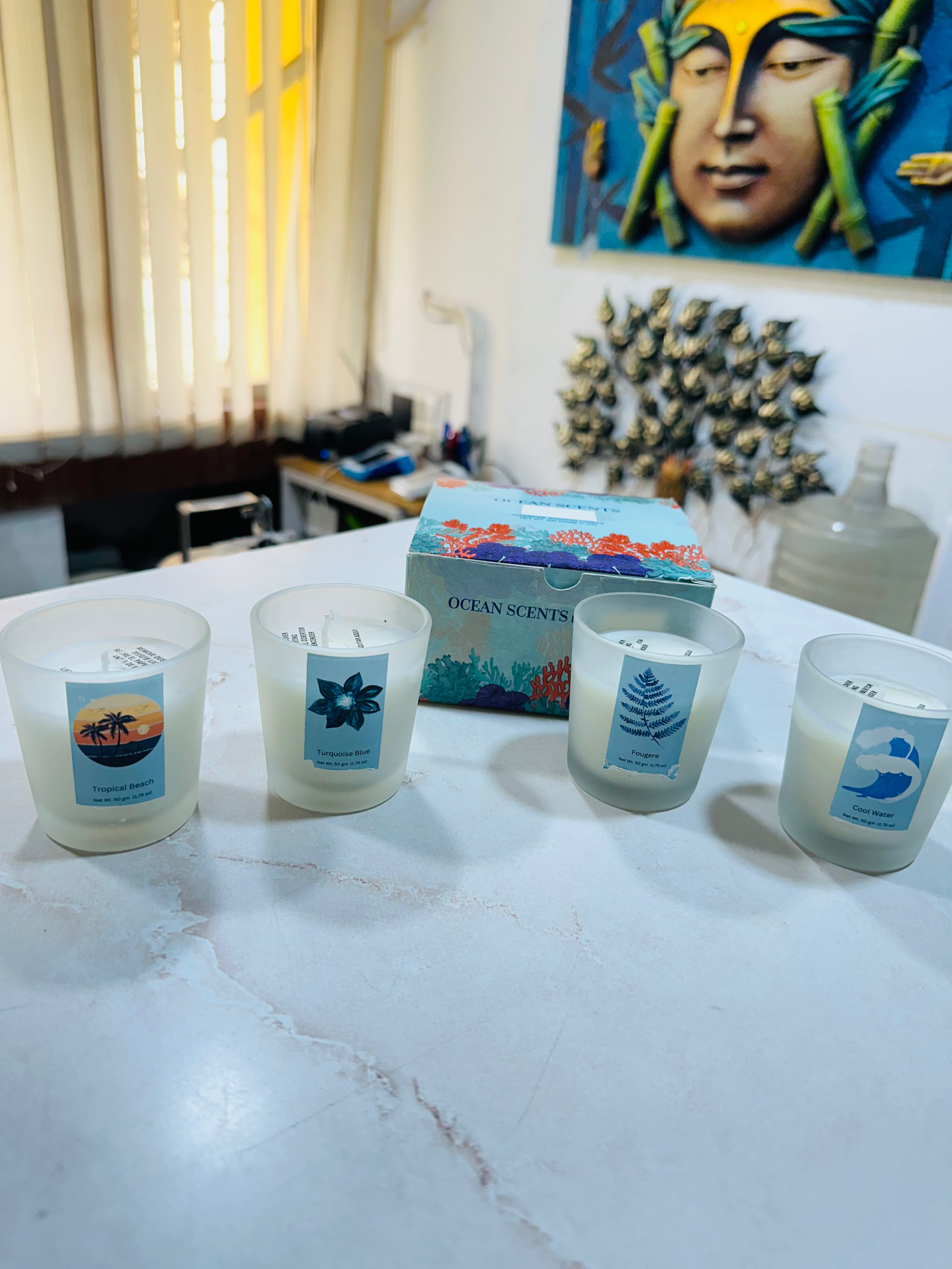 Aroma Candles In Glass Various Essence Set Of 4 Gifting’s From Tamrapatra