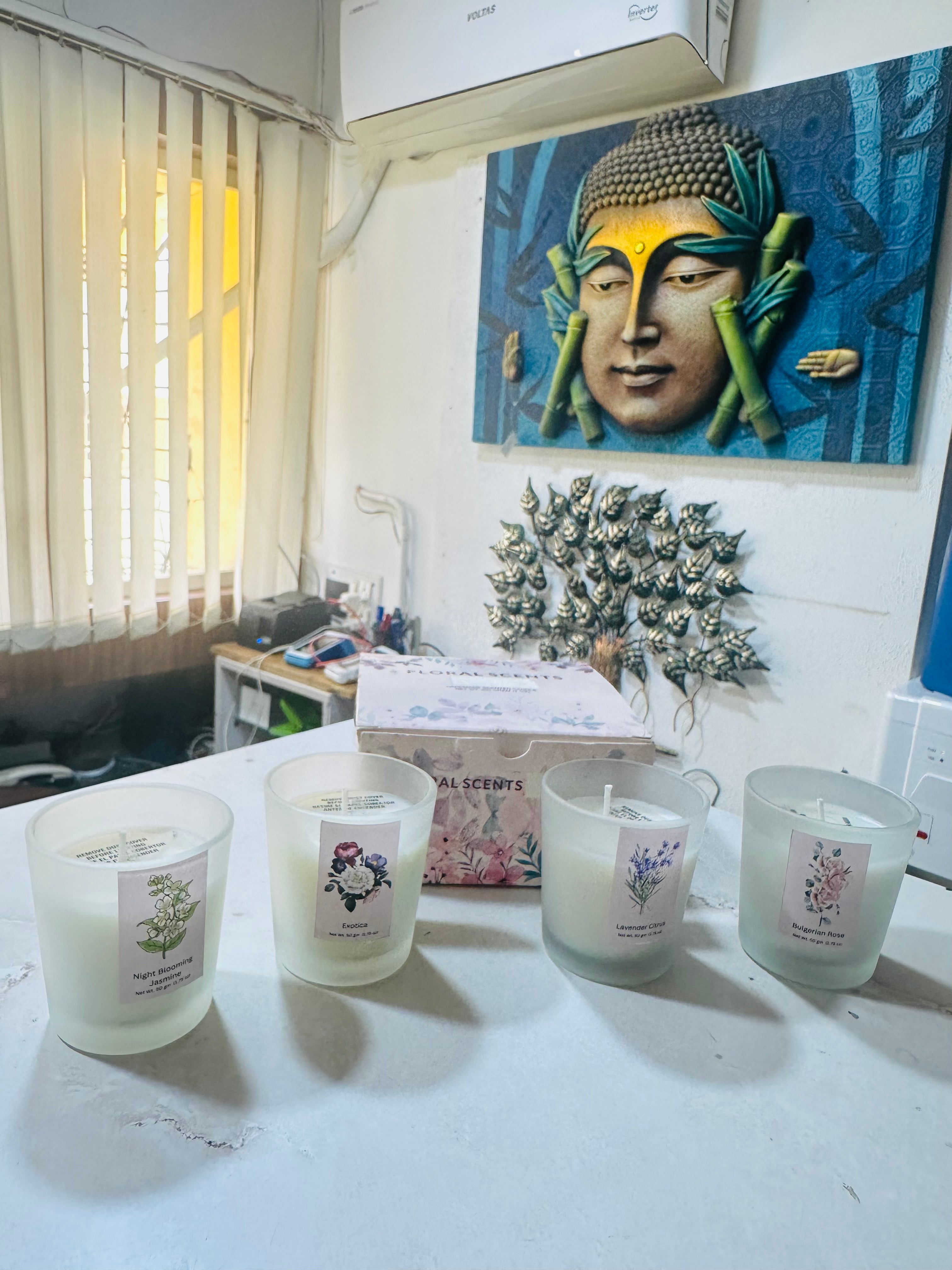 Aroma Candles In Glass Various Essence Set Of 4 Gifting’s From Tamrapatra