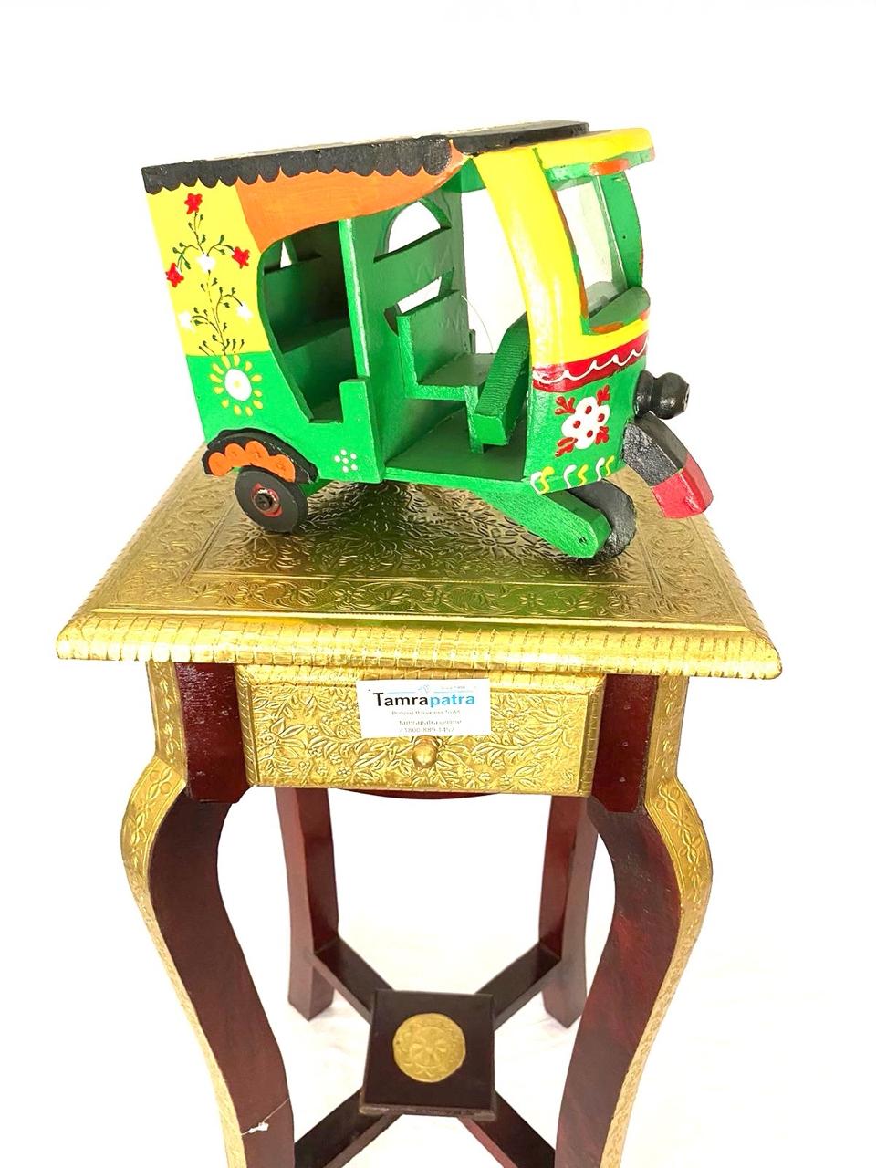 Wooden Sleek & Stylish Wooden Brass Stool For Corner With Drawer By Tamrapatra