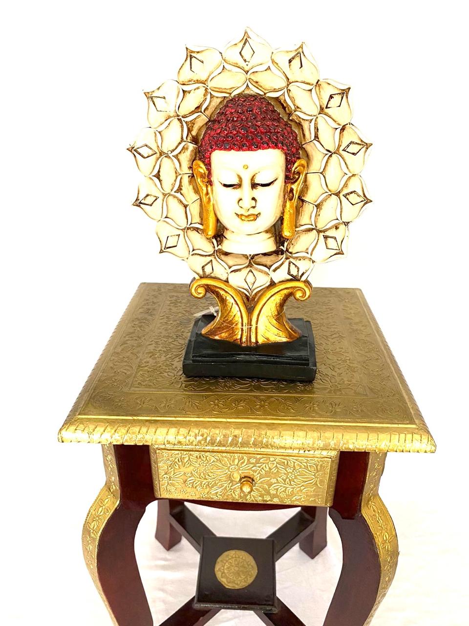 Wooden Sleek & Stylish Wooden Brass Stool For Corner With Drawer By Tamrapatra