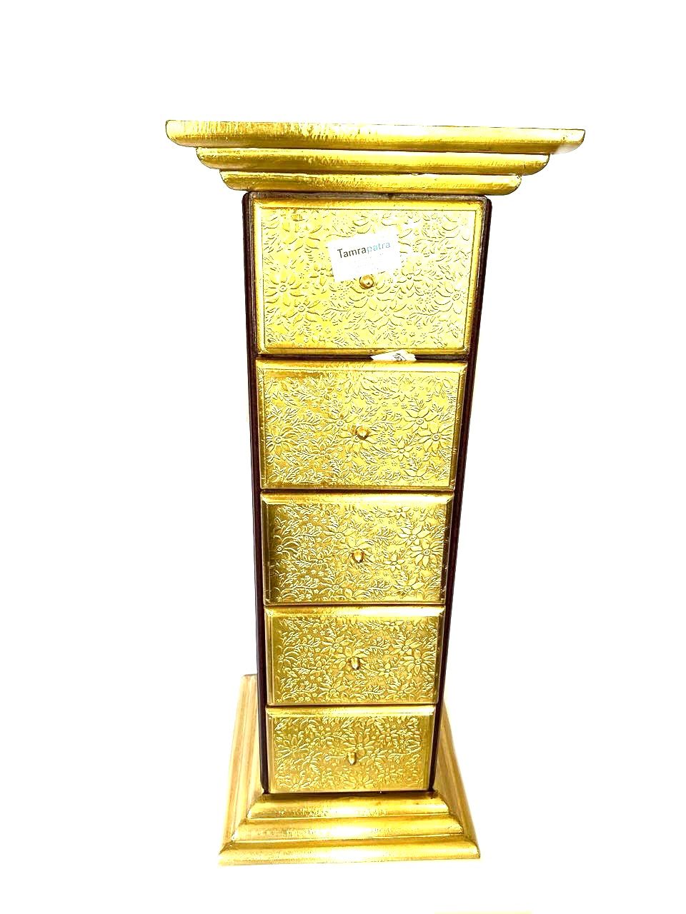 Antique Brass Table With Drawers Furniture Corner With Storage From Tamrapatra