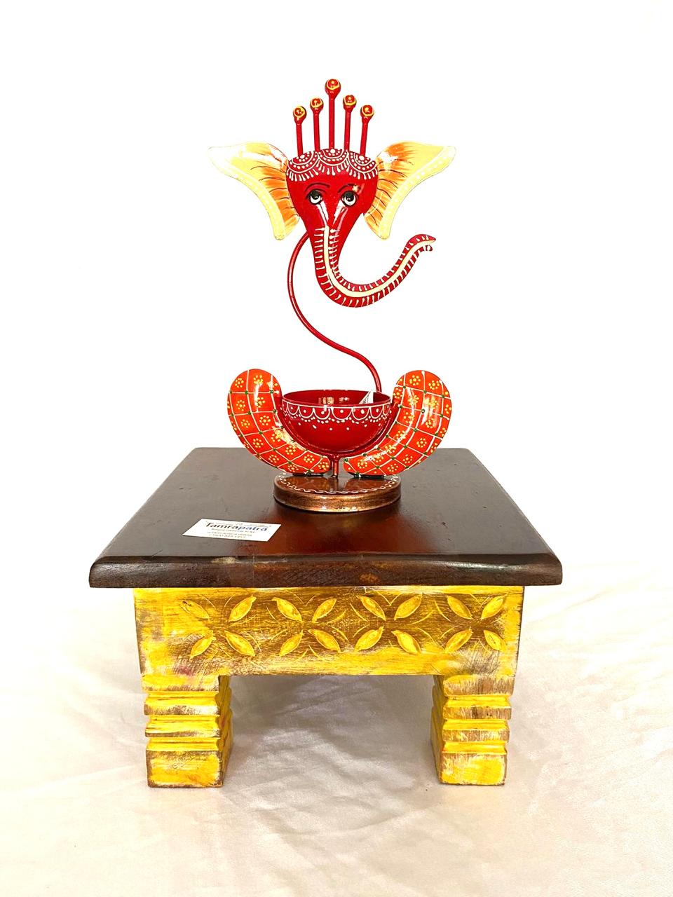 Wooden Square Rustic Finish Bajoth Stool Furniture Exclusively Available Tamrapatra