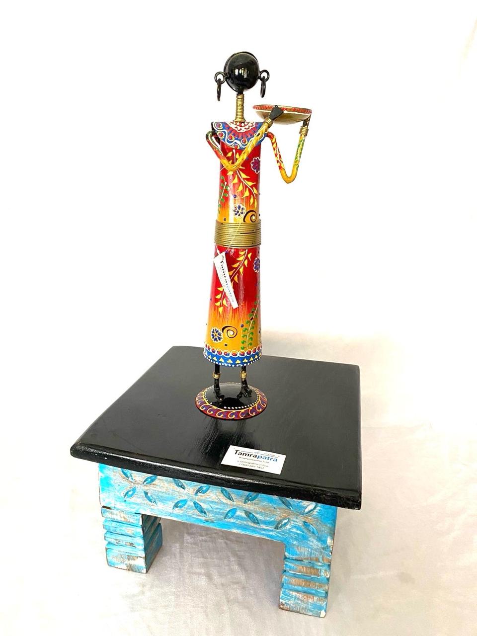 Wooden Square Rustic Finish Bajoth Stool Furniture Exclusively Available Tamrapatra