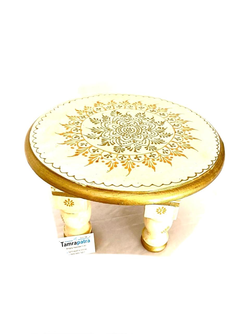 Bajoth Stool Collection For Display Wooden Handcrafted With Conework Tamrapatra