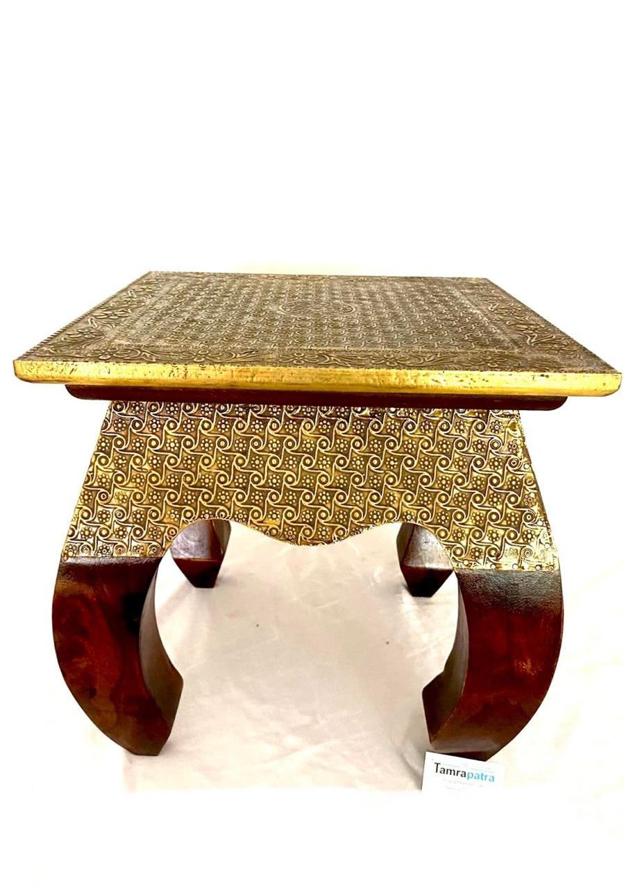 Square Brass Fitted Handcrafted Furniture Stool Excellent Collection From Tamrapatra