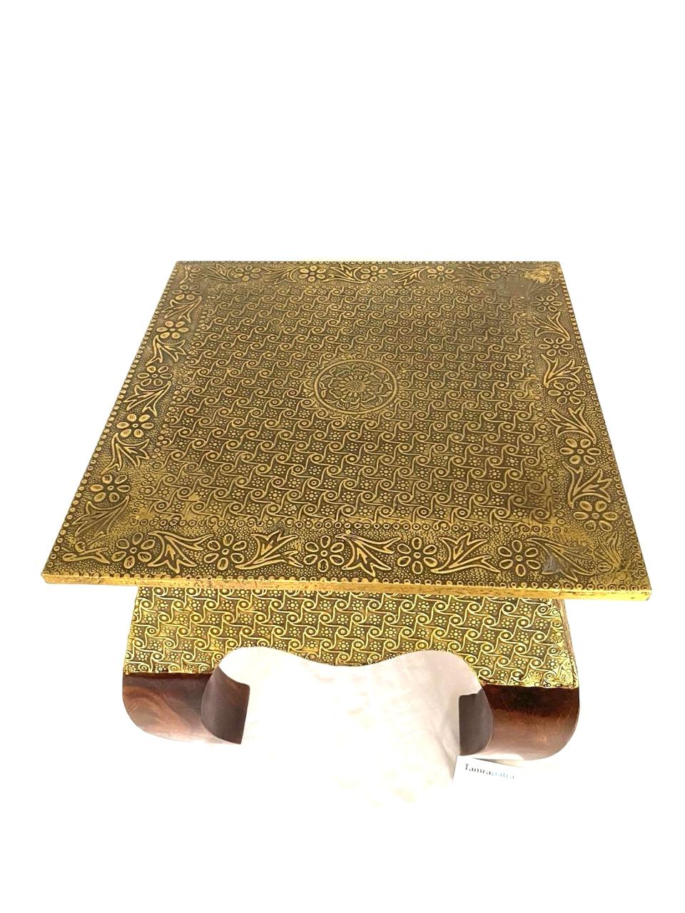 Square Brass Fitted Handcrafted Furniture Stool Excellent Collection From Tamrapatra