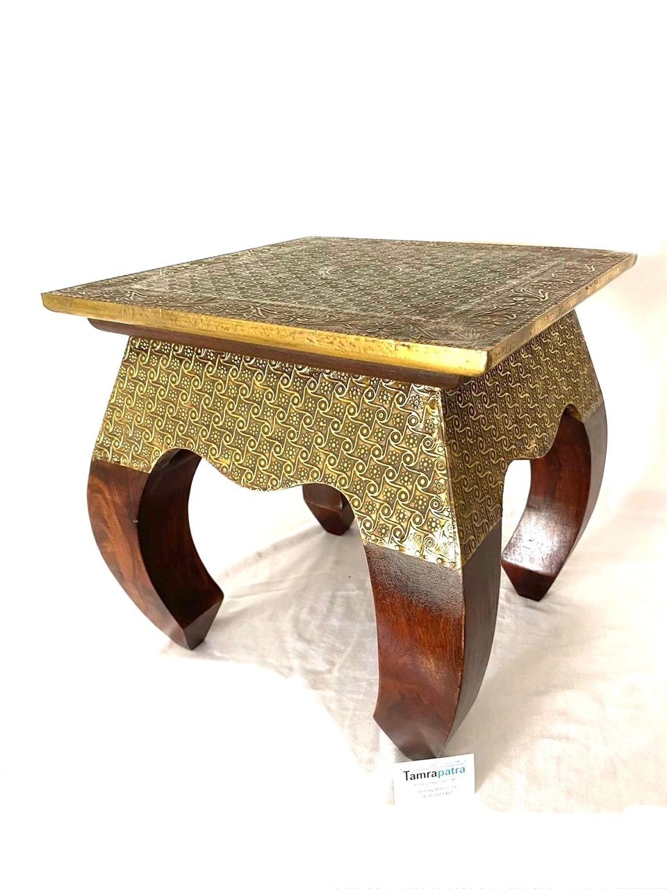 Square Brass Fitted Handcrafted Furniture Stool Excellent Collection From Tamrapatra