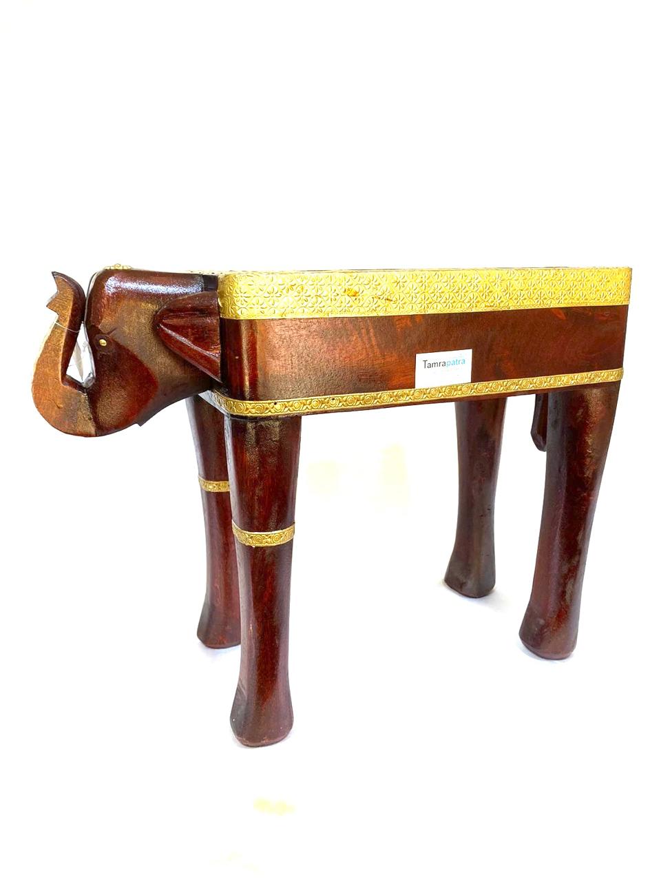 Elephant Brass Fitted Wooden Furniture Home Decor Best Collection By Tamrapatra