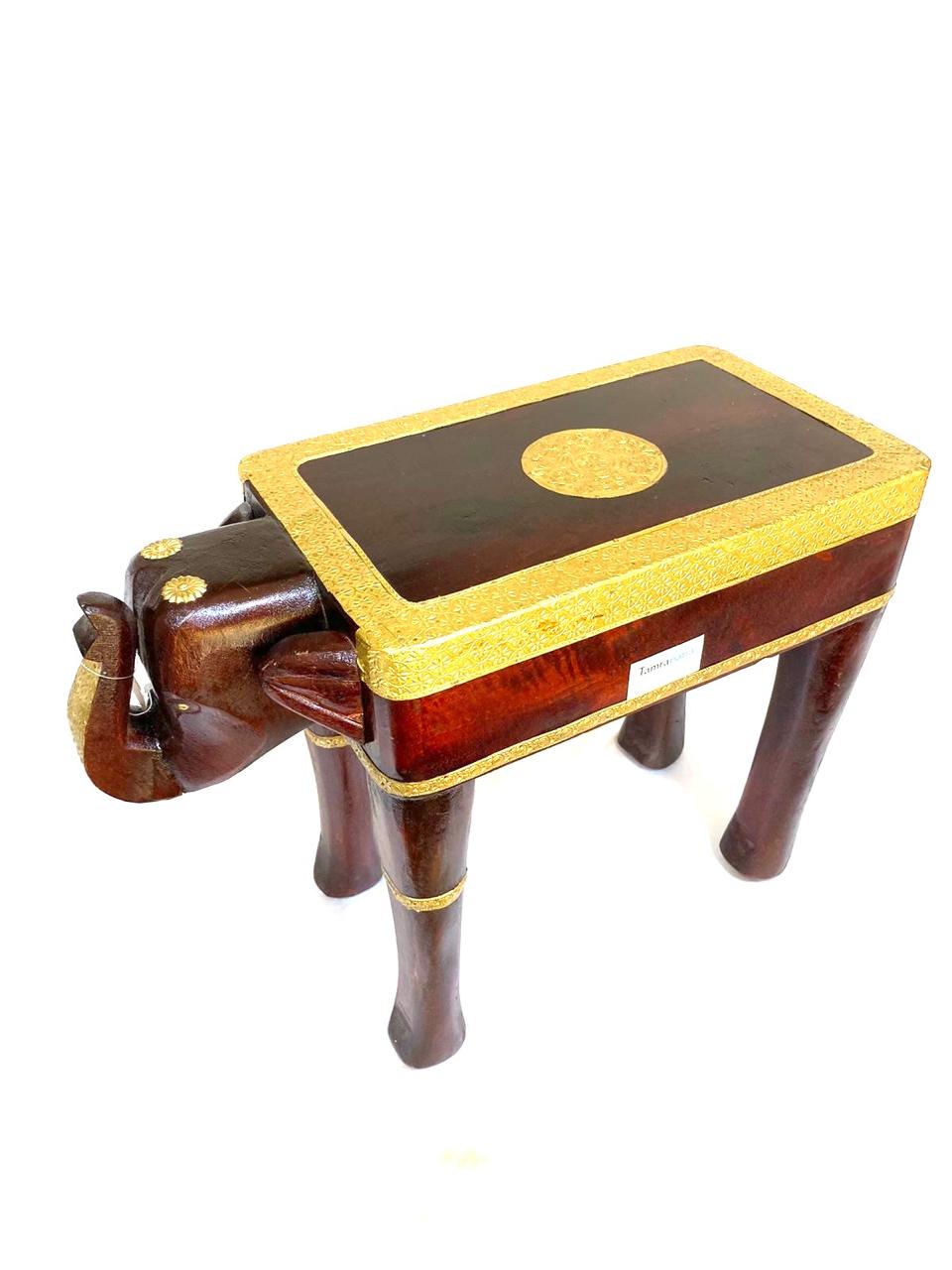 Elephant Brass Fitted Wooden Furniture Home Decor Best Collection By Tamrapatra