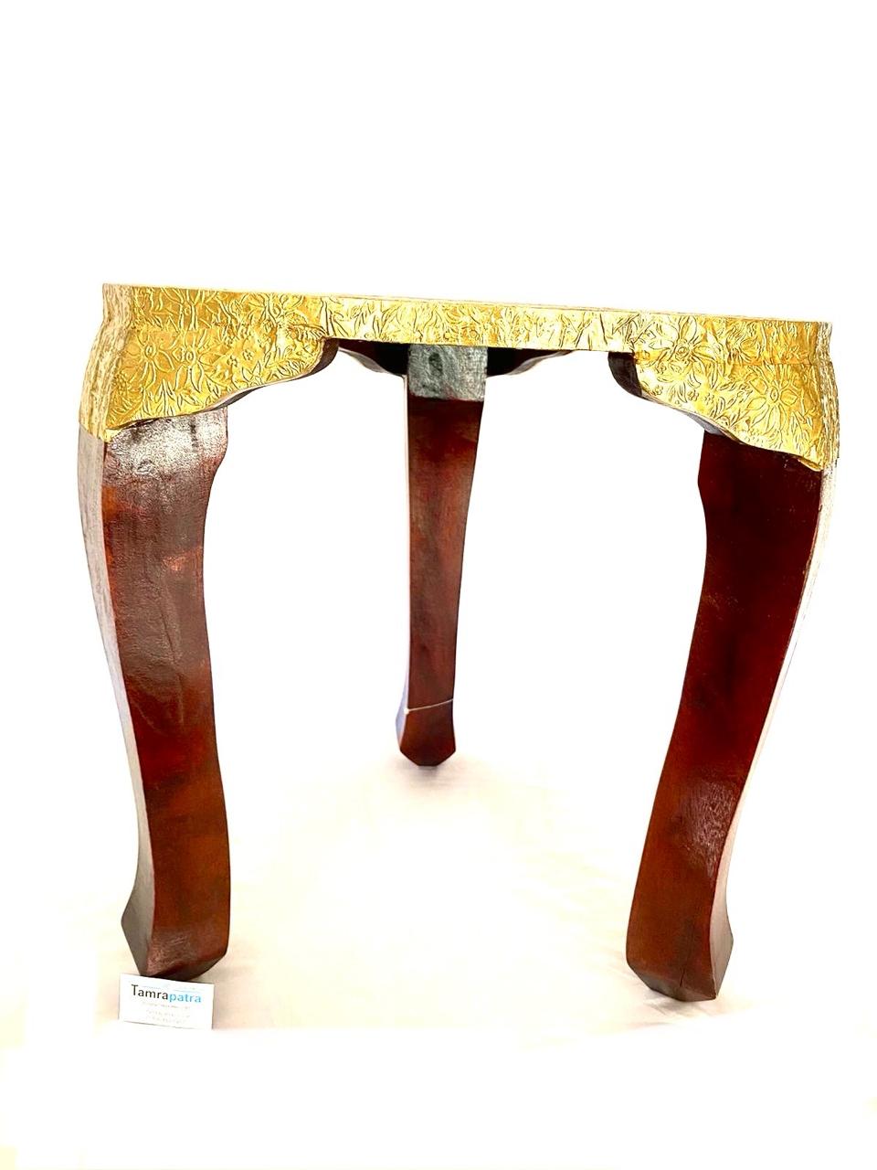 Square Brass Fitted Handcrafted Furniture Stool Excellent Collection From Tamrapatra