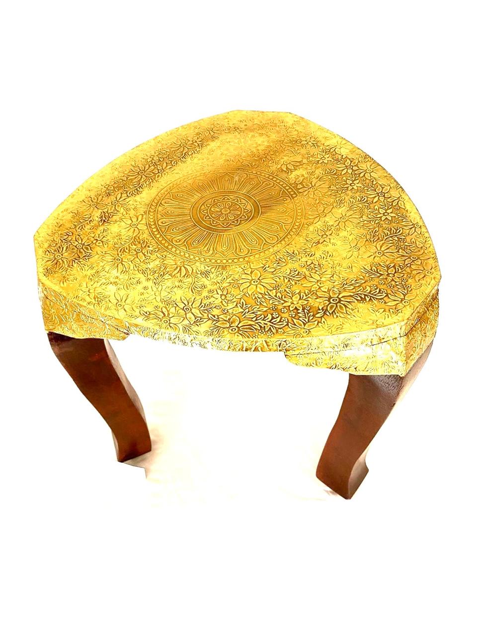 Square Brass Fitted Handcrafted Furniture Stool Excellent Collection From Tamrapatra