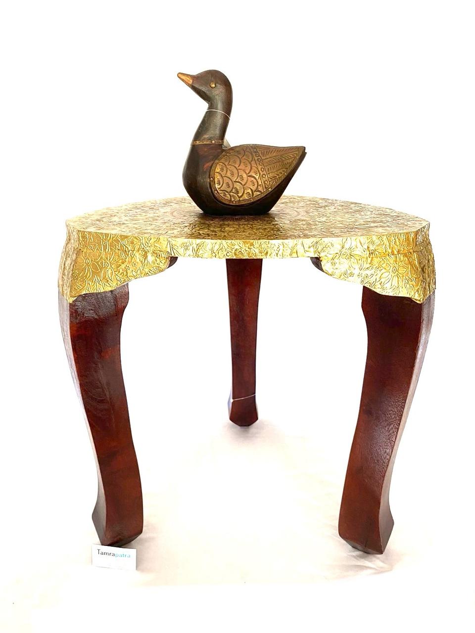 Square Brass Fitted Handcrafted Furniture Stool Excellent Collection From Tamrapatra