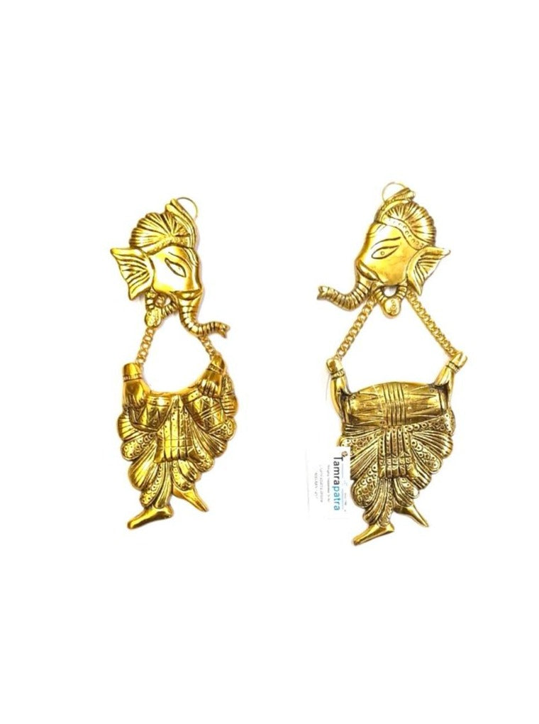 Ganesha Hanging Metal Art Handicrafts Set Of 2 Home Office Decor By Tamrapatra