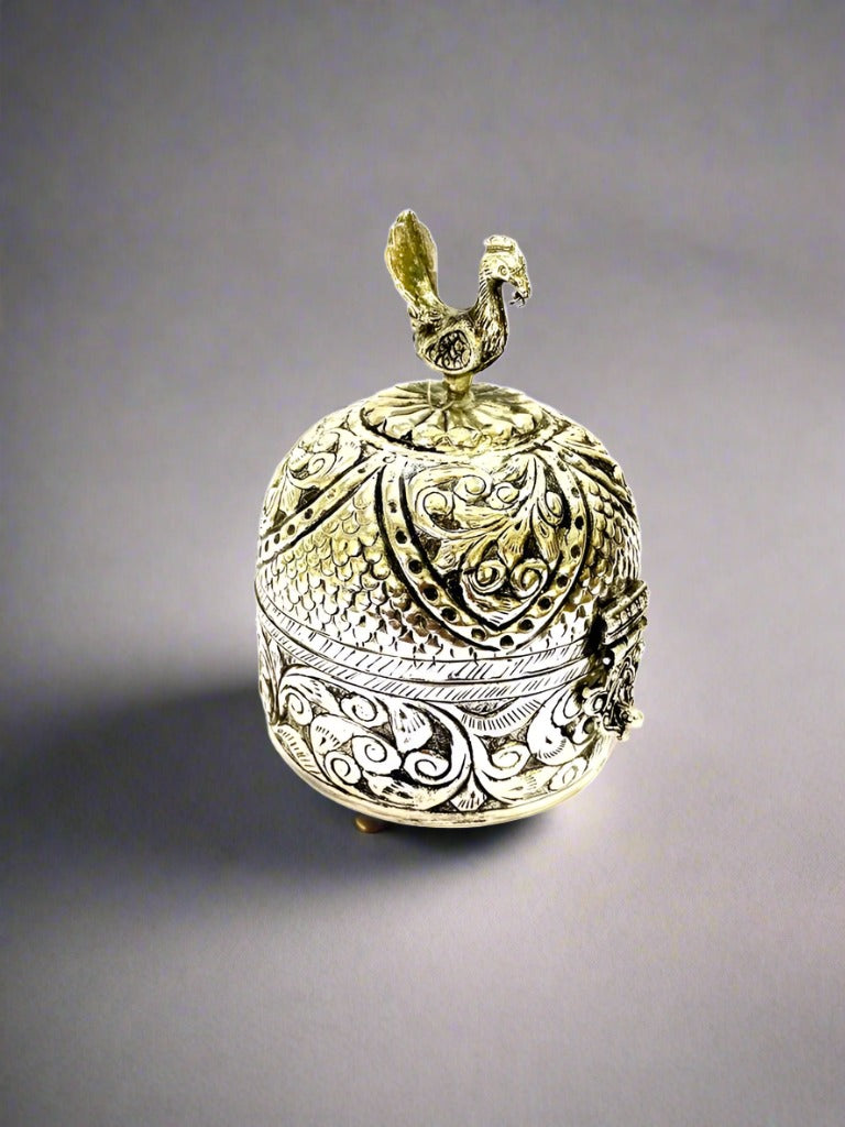German Silver Peacock Box Jewellery Accessories Premium Antiques By Tamrapatra