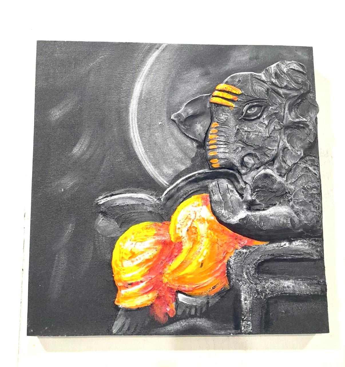 Ganesh Canvas Painting In Various Designs Artwork Spiritual Collection By Tamrapatra