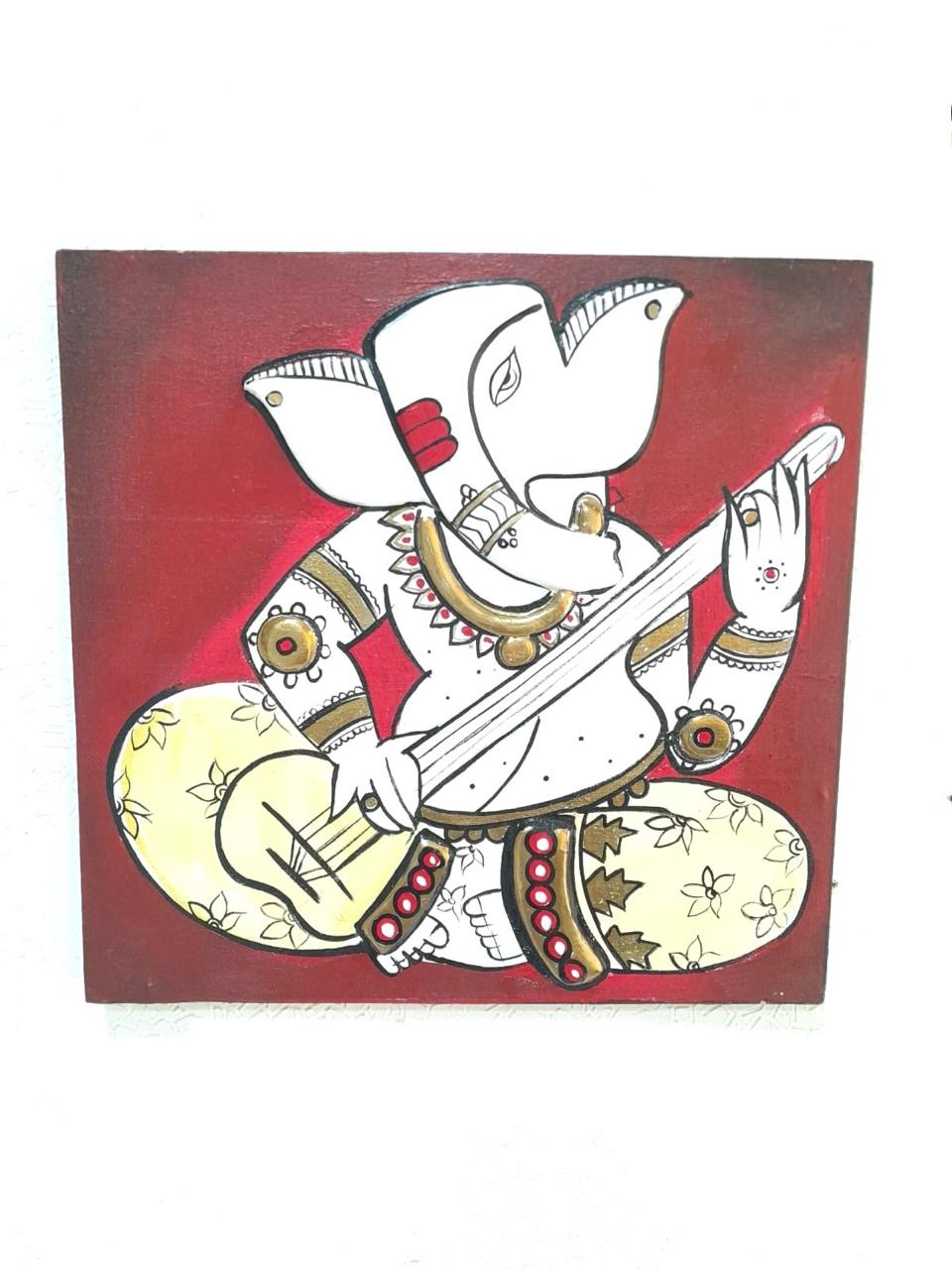 Ganesh Canvas Painting In Various Designs Artwork Spiritual Collection By Tamrapatra