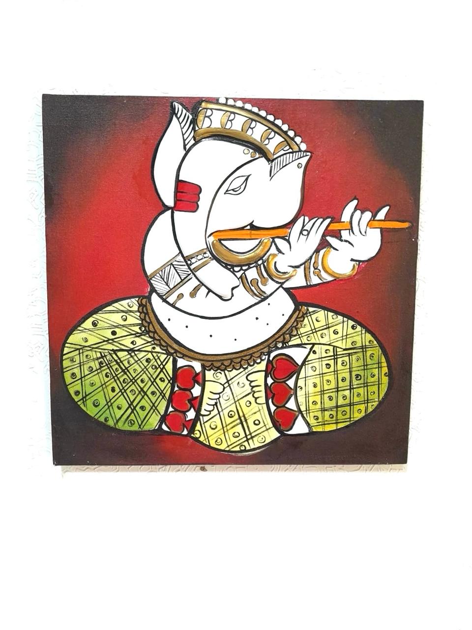 Ganesh Canvas Painting In Various Designs Artwork Spiritual Collection By Tamrapatra