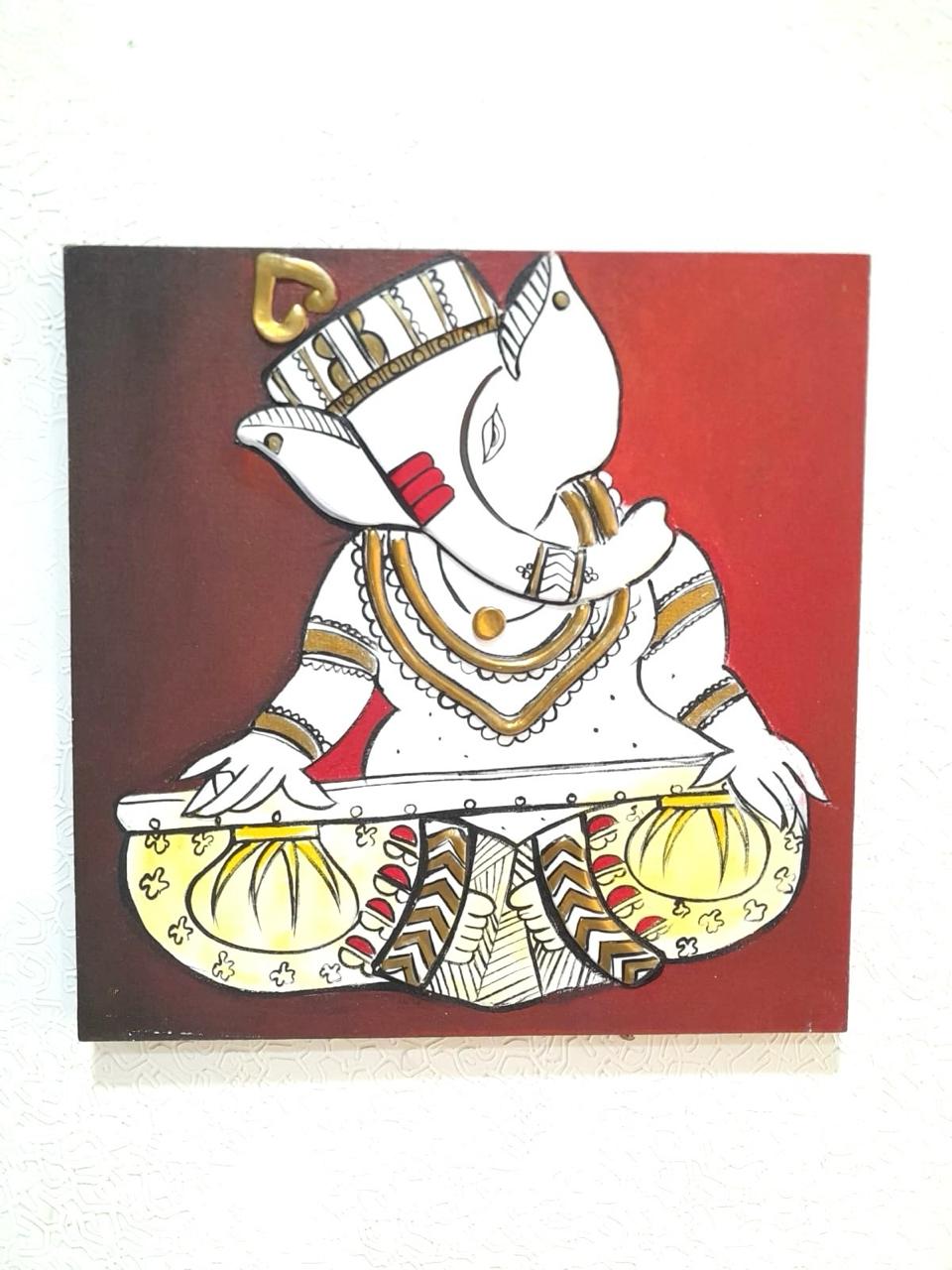 Ganesh Canvas Painting In Various Designs Artwork Spiritual Collection By Tamrapatra