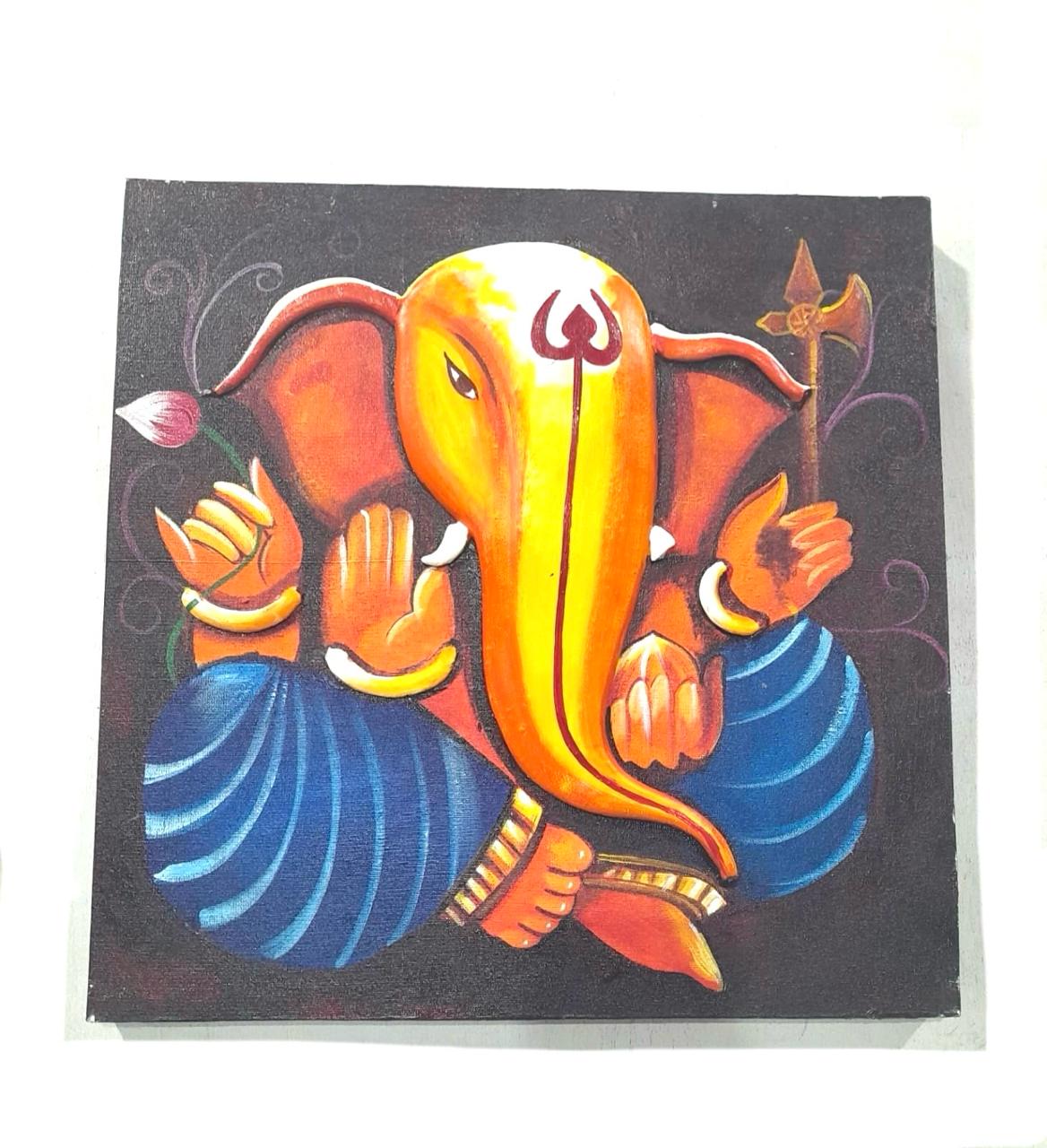 Ganesh Canvas Painting In Various Designs Artwork Spiritual Collection By Tamrapatra