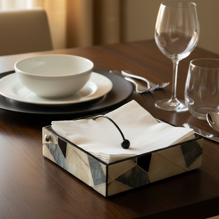 Wooden Enamel Printed Unique Designs Napkin Holder Wholesaler By Tamrapatra
