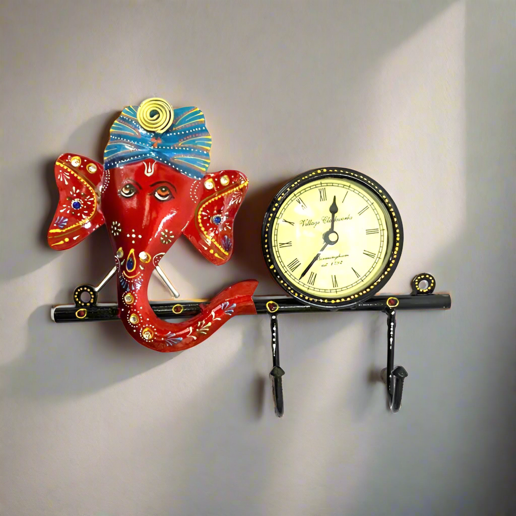 God Idols Clock Key Holder Metal Art Utility Traditional Hand Painted Tamrapatra