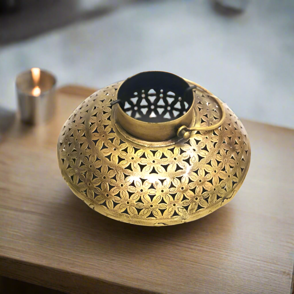 Hanging Kudiya Candle Holder With Handle Carving Tea Light Only At Tamrapatra