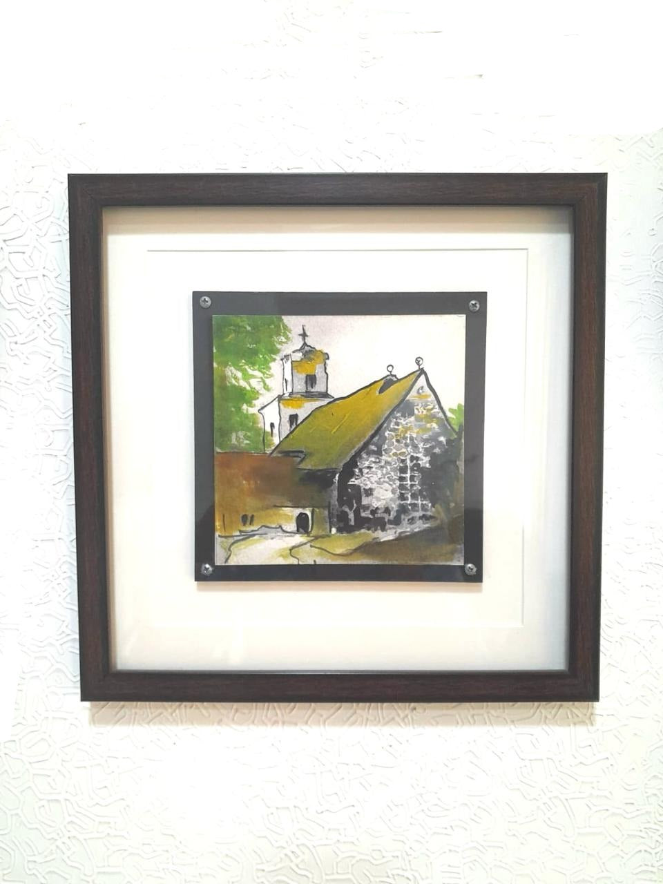 Monuments Abstract Canvas Paintings With Glass Enclosed Frame From Tamrapatra