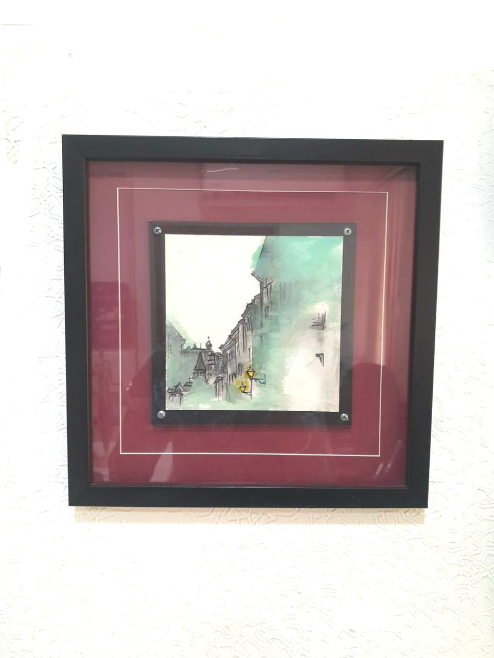 Monuments Abstract Canvas Paintings With Glass Enclosed Frame From Tamrapatra