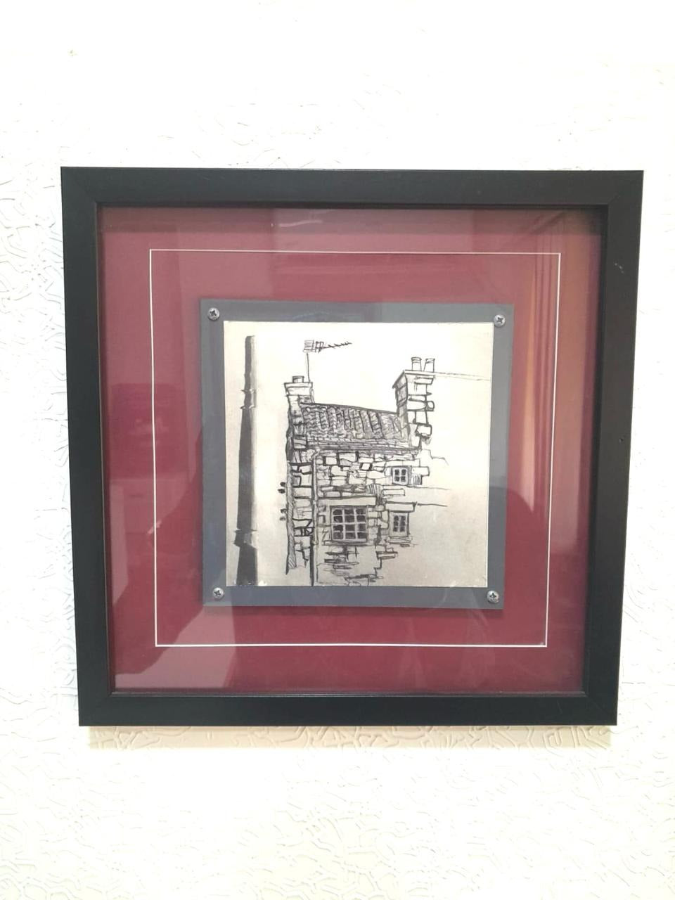 Monuments Abstract Canvas Paintings With Glass Enclosed Frame From Tamrapatra