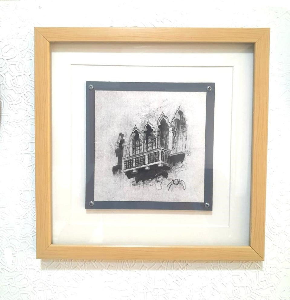 Monuments Abstract Canvas Paintings With Glass Enclosed Frame From Tamrapatra