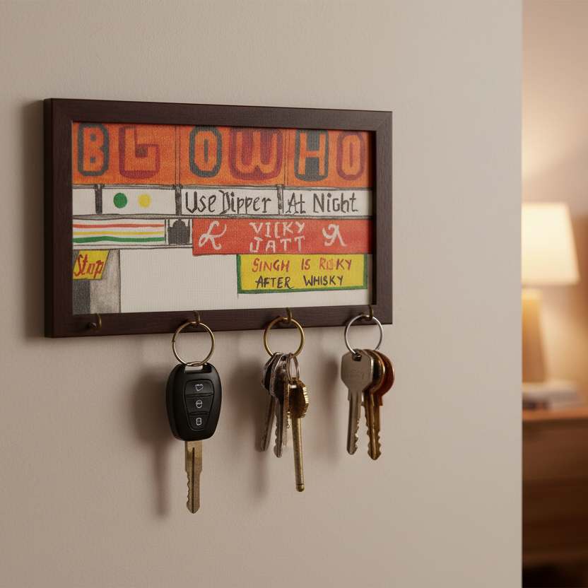Use Dipper At Night Canvas Painted Singh Is Risky Key Holder From Tamrapatra - Tamrapatra