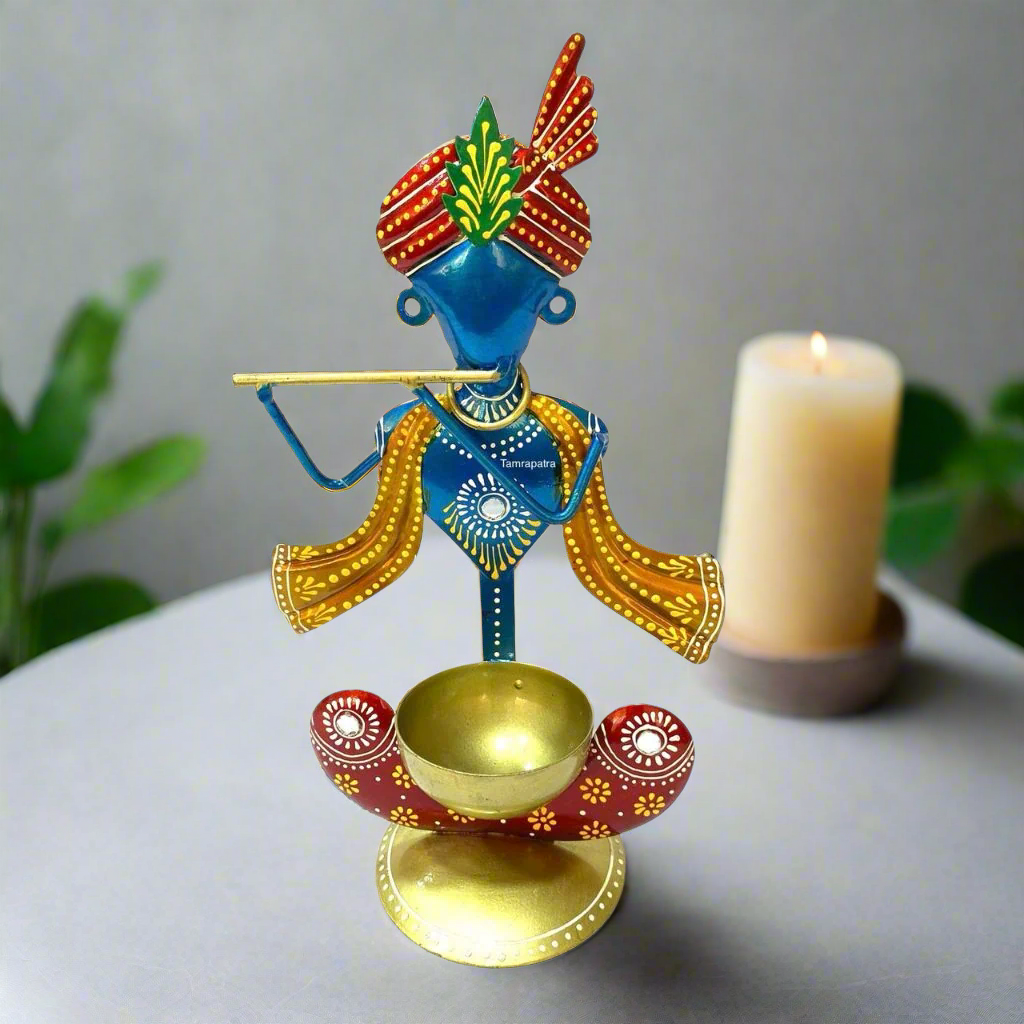 Lord Krishna Shaped Candle Holder Décor Lighten Up Your Space By Tamrapatra