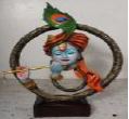 Krishna Face With Flute Beautiful Hand Painted Gifting's Décor From Tamrapatra