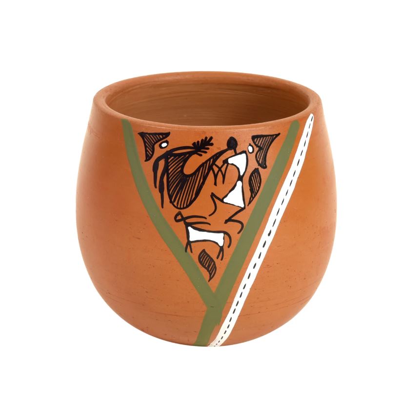 Clay Earthen Terracotta Reusable Kulhad Glass With Warli Artwork By Tamrapatra