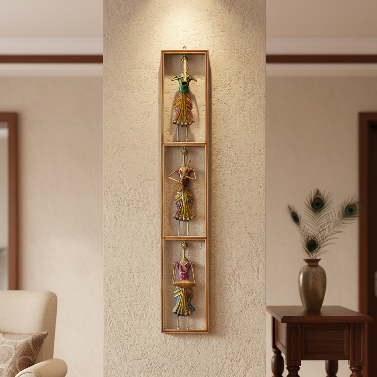 3 Standing Lady Musicians In Vertical Frame To Beautify Pillars By Tamrapatra
