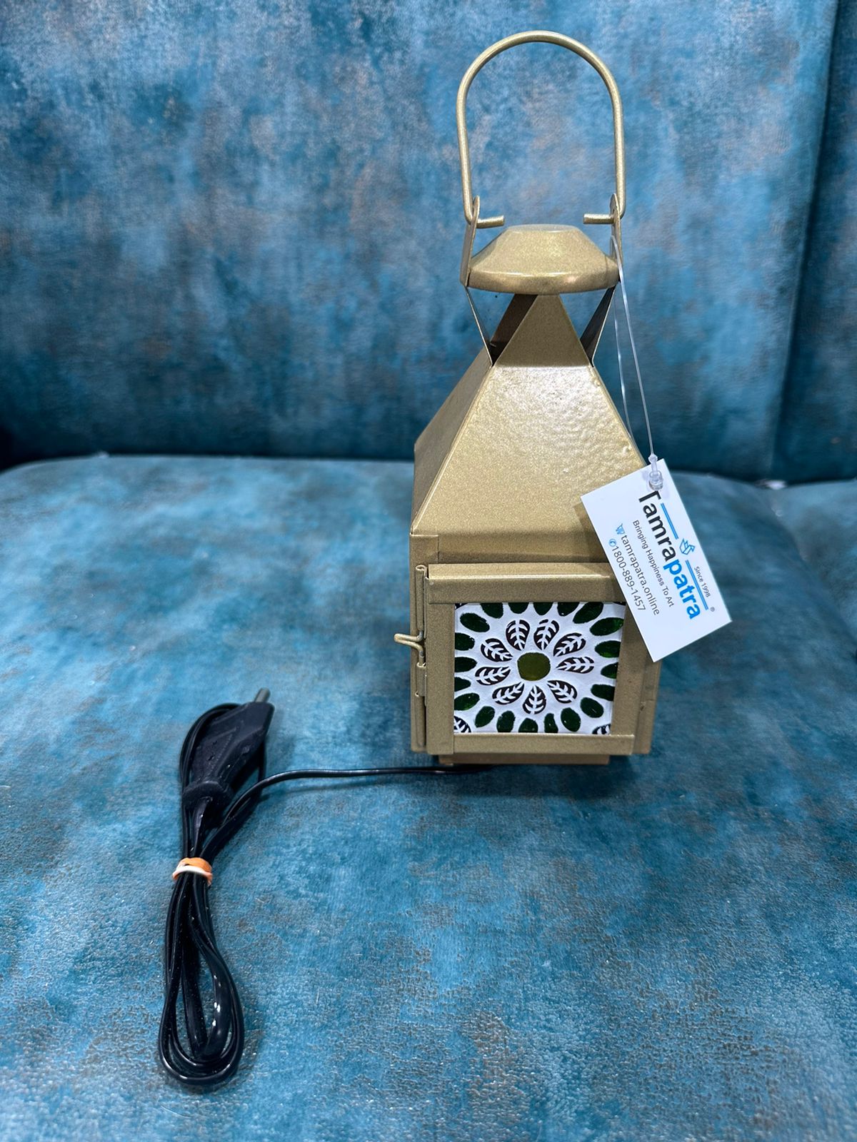 Lantern Designed Hanging Lamps With Colorful Glass Art Handmade By Tamrapatra