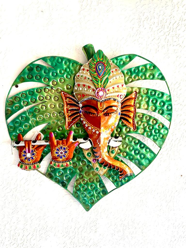 Leaf Ganesha Wall Metal Art Designed To Impress Vastu Gifting From Tamrapatra