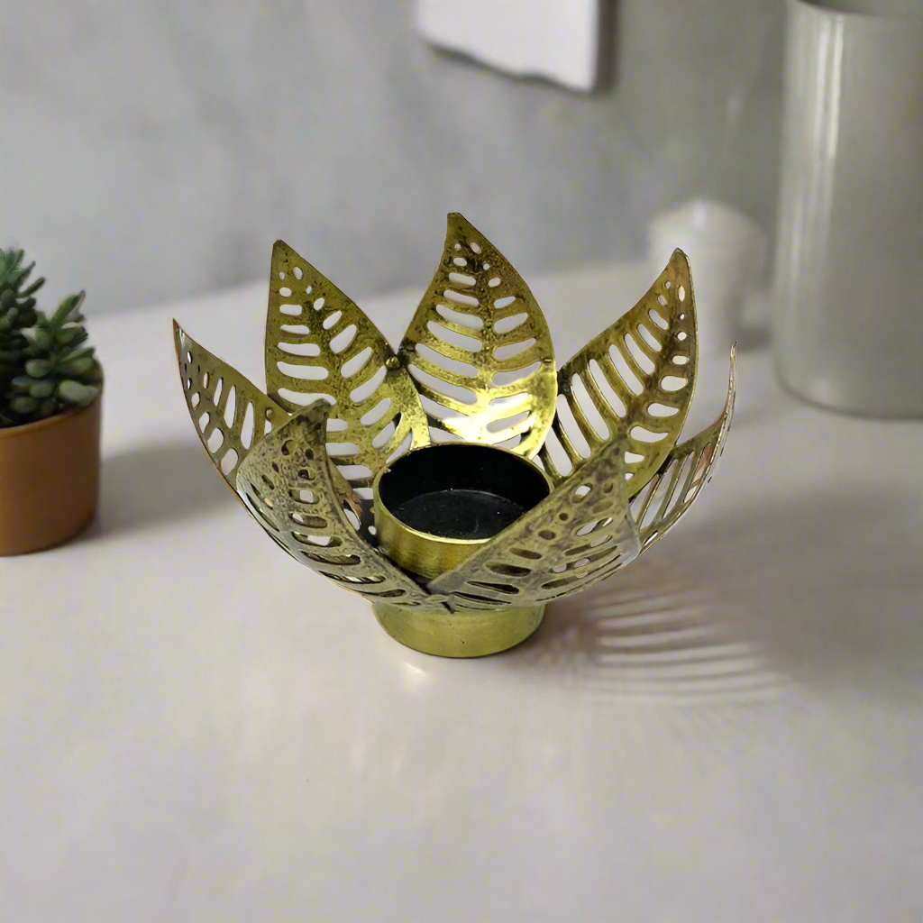 Lotus Tea Light Holder Decoration Diwali Festival Indian Lights By Tamrapatra