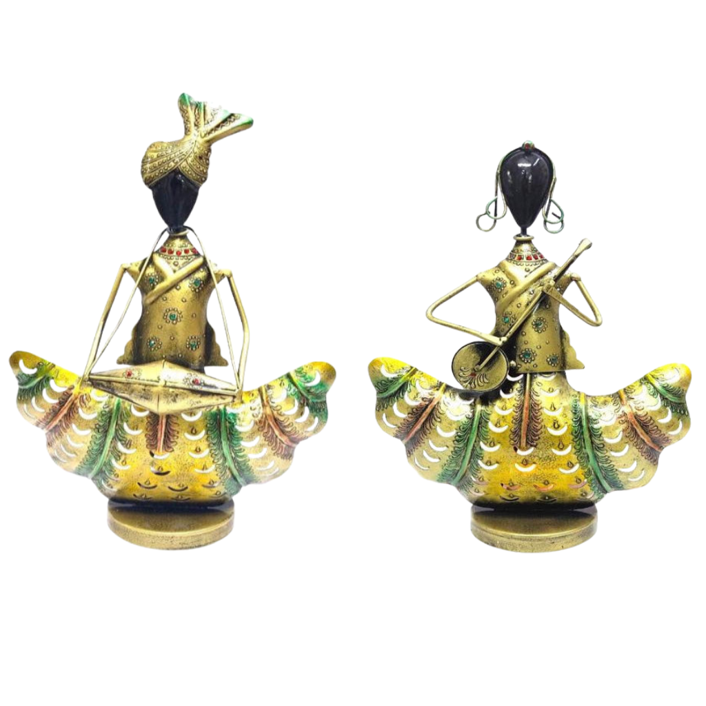Male Female Musicians Gold Contemporary Theme Candle Holders Tamrapatra