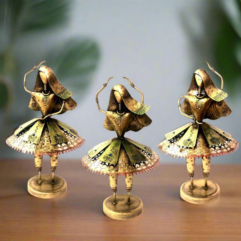Metal Dancing Lady With Designer Dress In Various Styles From Tamrapatra - Tamrapatra