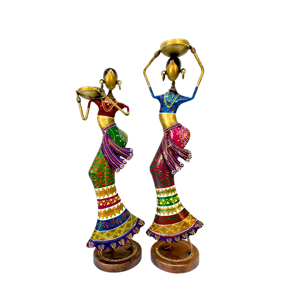Majestic Lady Performer In Traditional Indian Attire Metal Décor By Tamrapatra