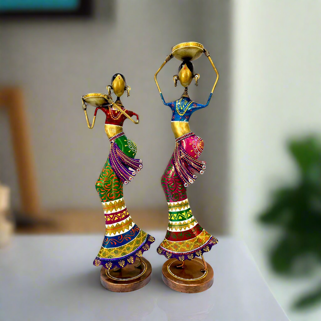 Majestic Lady Performer In Traditional Indian Attire Metal Décor By Tamrapatra