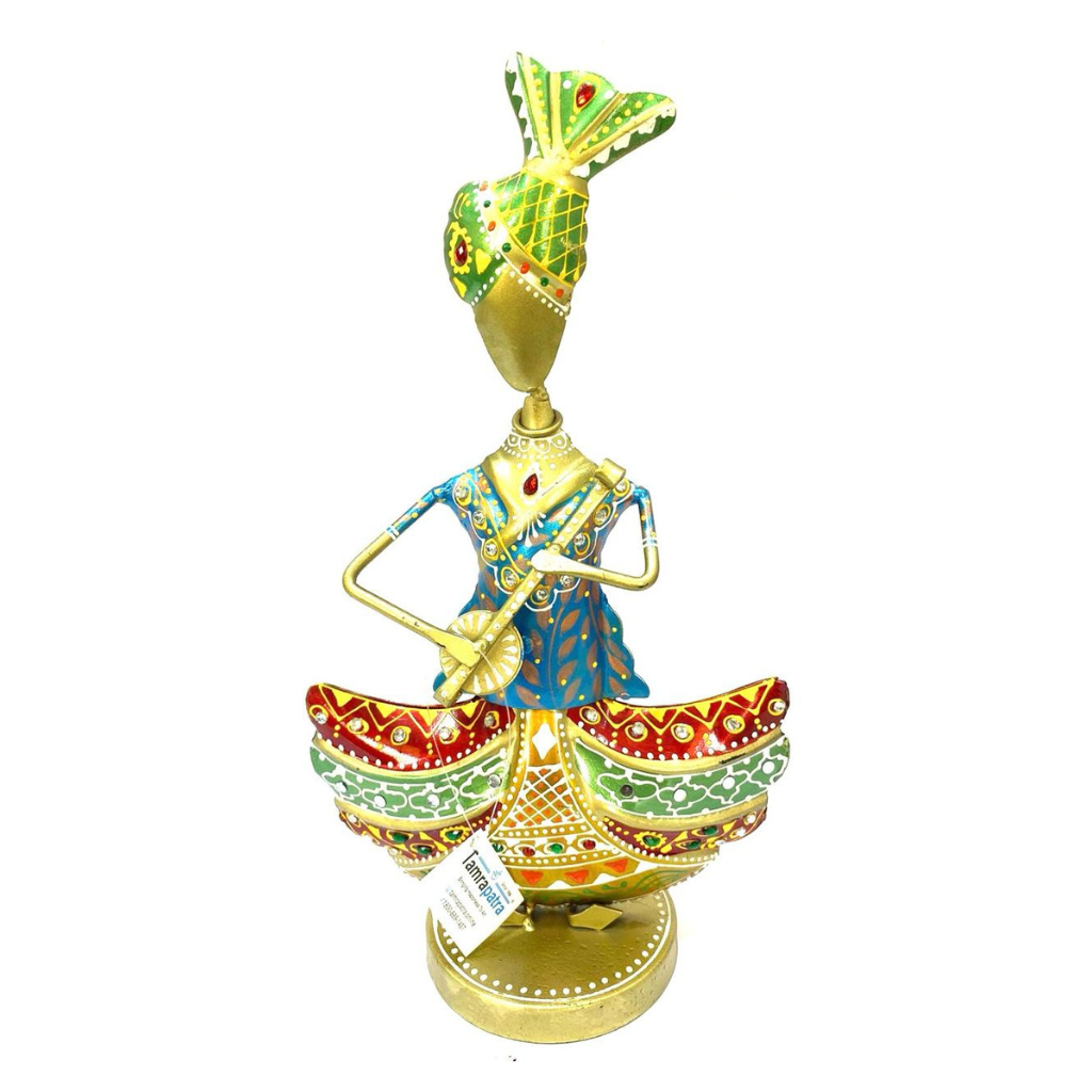 Colorful Painting On Splendid Metal Musician Traditional Handicrafts Tamrapatra