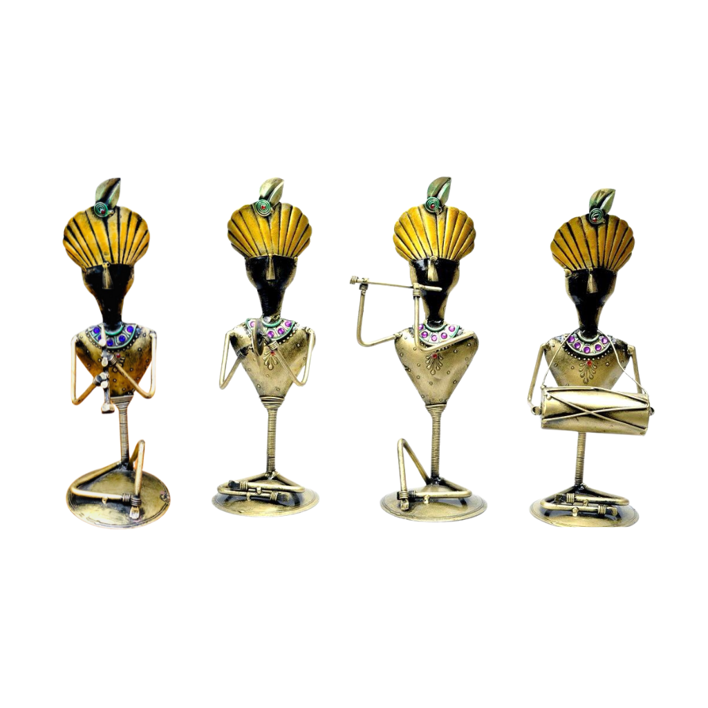 Excellent Build Metal Lord Krishna In Musical Theme Décor Gift By Tamrapatra
